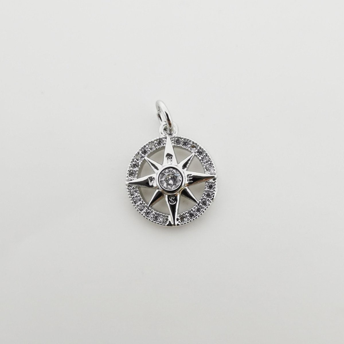 Silver Filled Compass charm, Silver Charms, For Charm Bracelets, For Necklace Pendant, Cubic Zirconia Diamond, Gold Charm, Gold Compass D-336 D-337