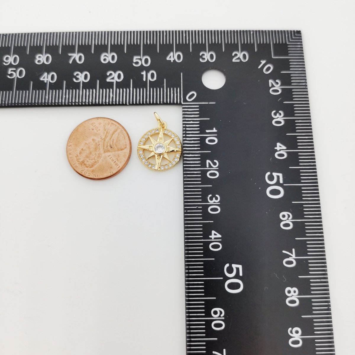Silver Filled Compass charm, Silver Charms, For Charm Bracelets, For Necklace Pendant, Cubic Zirconia Diamond, Gold Charm, Gold Compass D-336 D-337