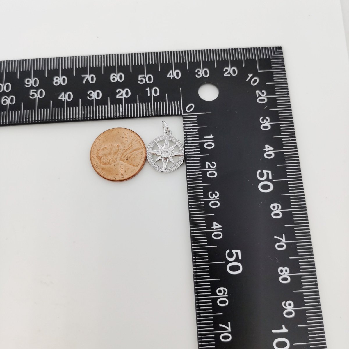 Silver Filled Compass charm, Silver Charms, For Charm Bracelets, For Necklace Pendant, Cubic Zirconia Diamond, Gold Charm, Gold Compass D-336 D-337