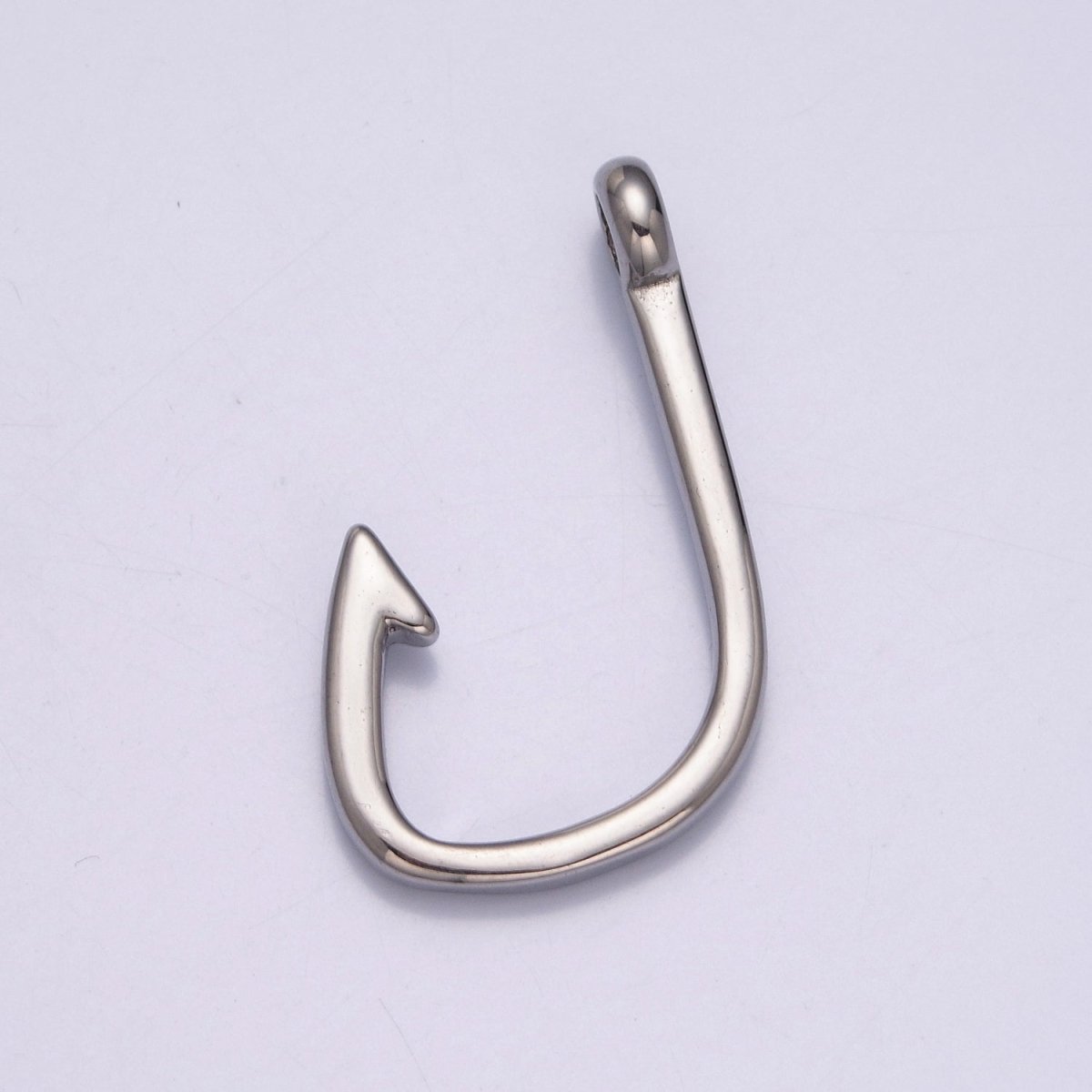 Silver Fish Hook Pendant Necklace For Man Jewelry Stainless Steel Finding Charm Fishing Sailor Hawaiian Inspired X-626 X-627