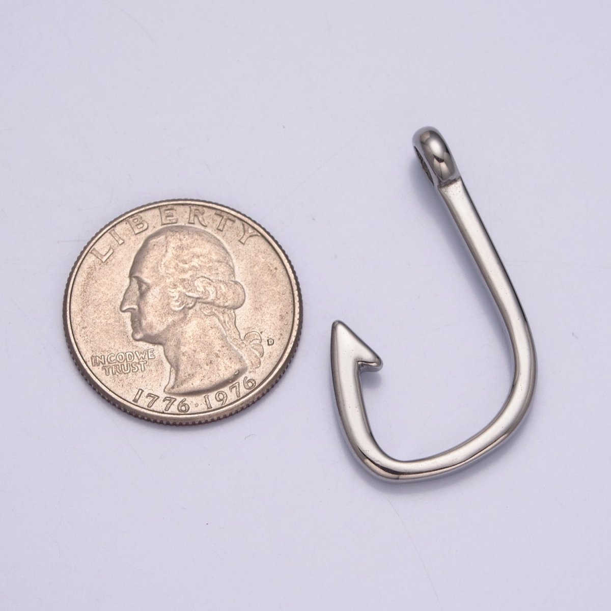 Silver Fish Hook Pendant Necklace For Man Jewelry Stainless Steel Finding Charm Fishing Sailor Hawaiian Inspired X-626 X-627