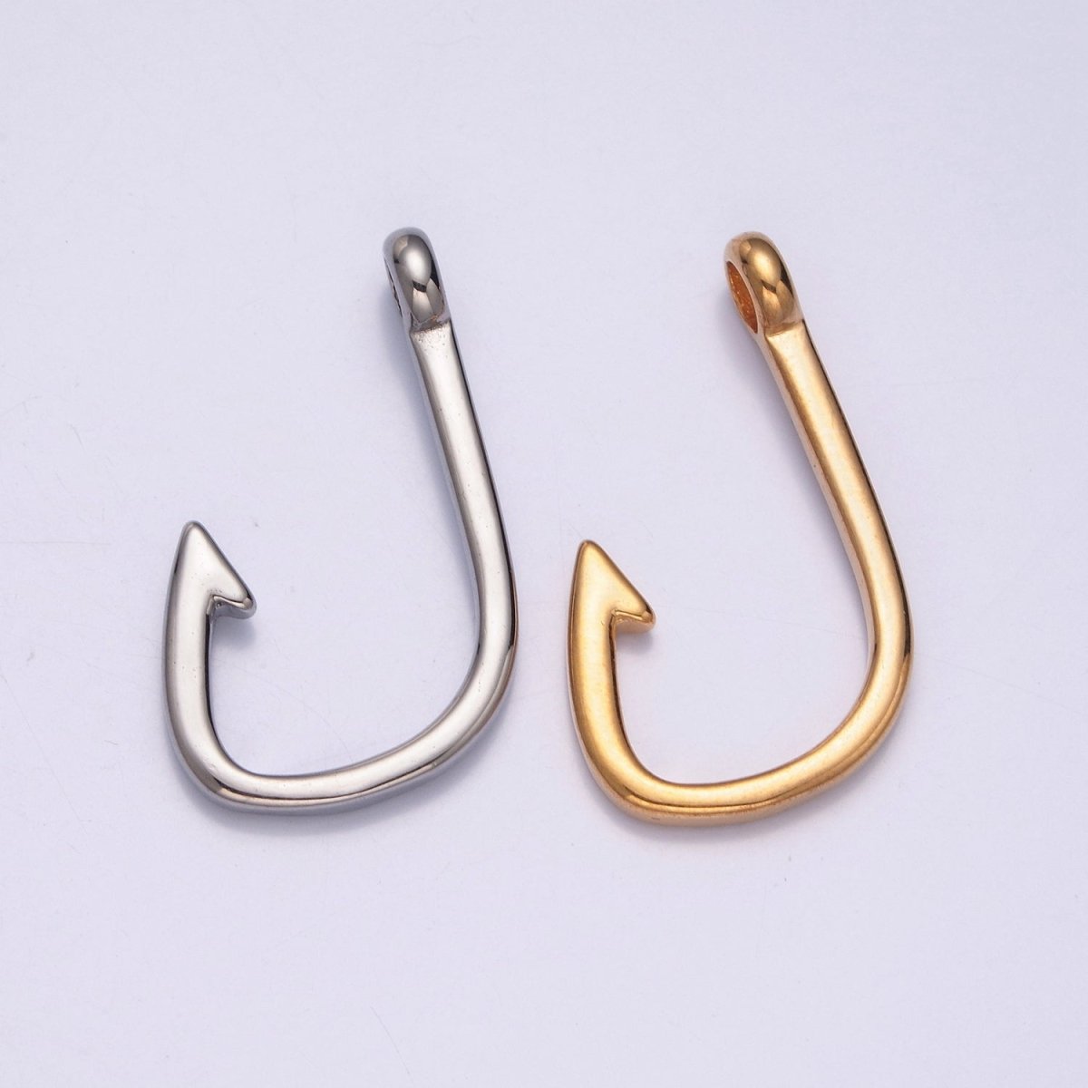 Silver Fish Hook Pendant Necklace For Man Jewelry Stainless Steel Finding Charm Fishing Sailor Hawaiian Inspired X-626 X-627