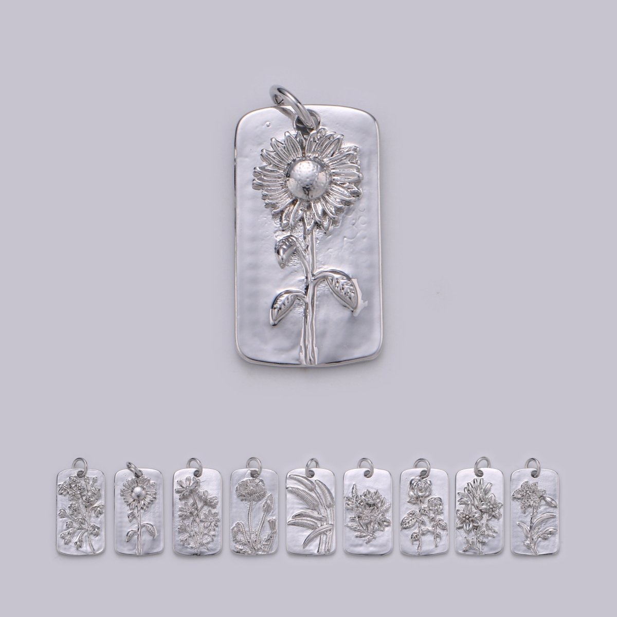 Silver Flower Charms, Wild Flower Pendant, Dainty Flower Charm, Small SunFlower Daisy, Hibiscus Charm for Necklace Floral Flower Jewelry D-844 TO D-852