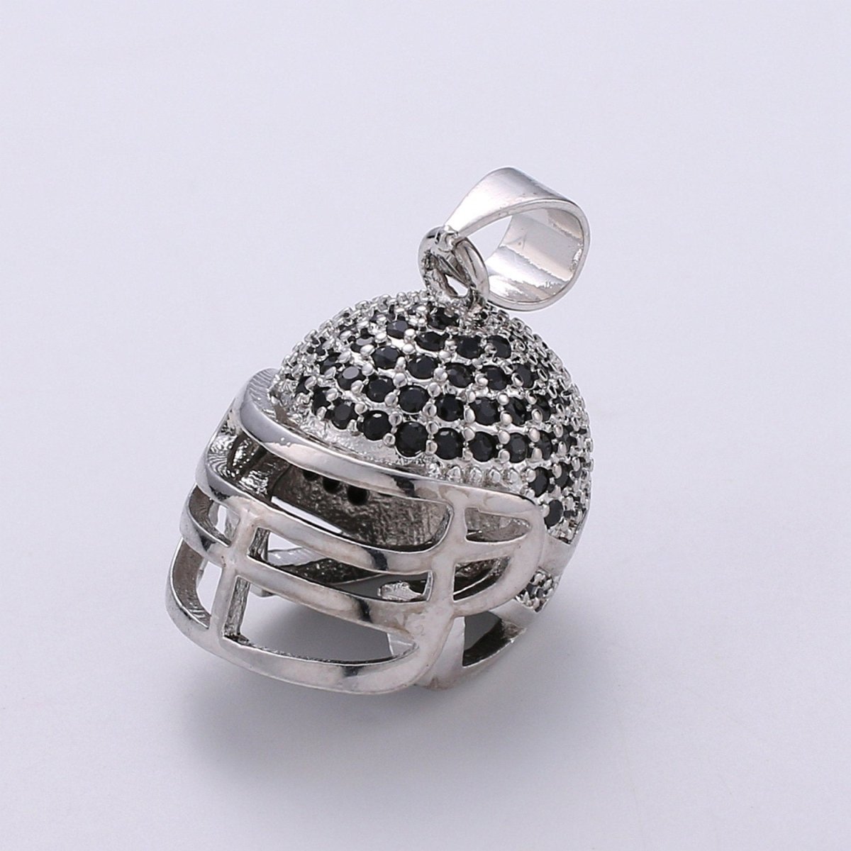 Silver Football Helmet Charm Cubic Helm 3D Helmet charm Silver Helm Pendant for Necklace Unisex Men Jewelry supply J-046,J-047