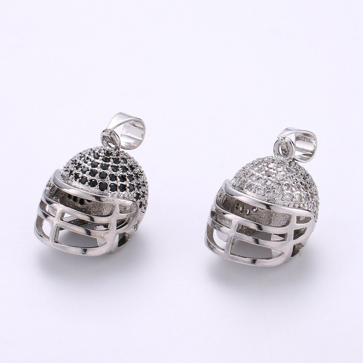 Silver Football Helmet Charm Cubic Helm 3D Helmet charm Silver Helm Pendant for Necklace Unisex Men Jewelry supply J-046,J-047