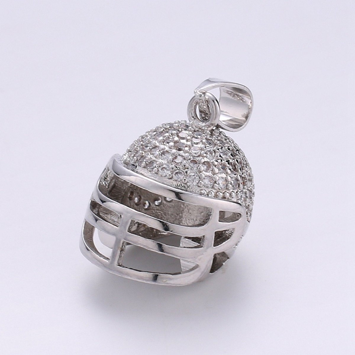 Silver Football Helmet Charm Cubic Helm 3D Helmet charm Silver Helm Pendant for Necklace Unisex Men Jewelry supply J-046,J-047
