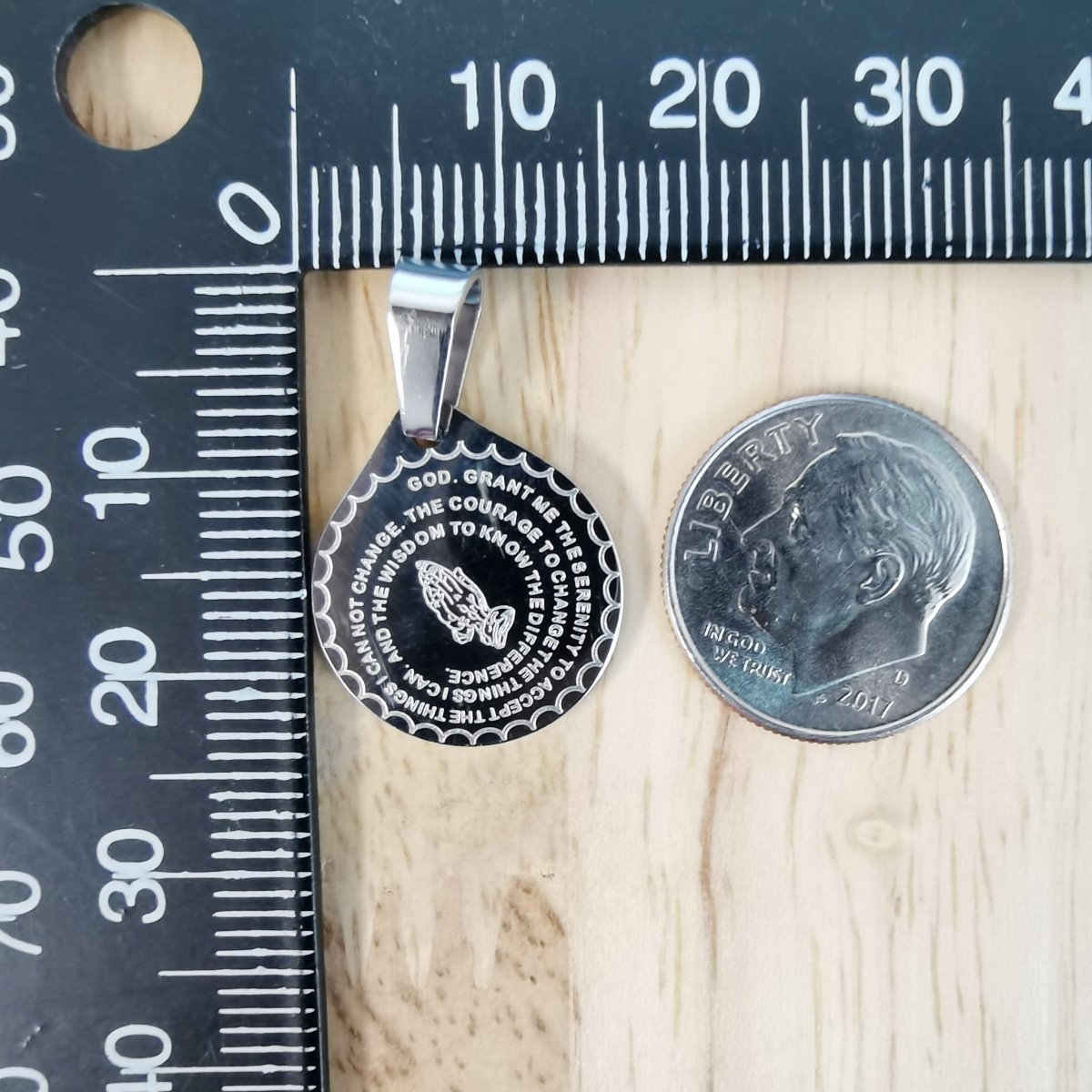 Silver "God Grant Me Serenity, Courage, Wisdom" Religious Quote Charm J-801 - DLUXCA