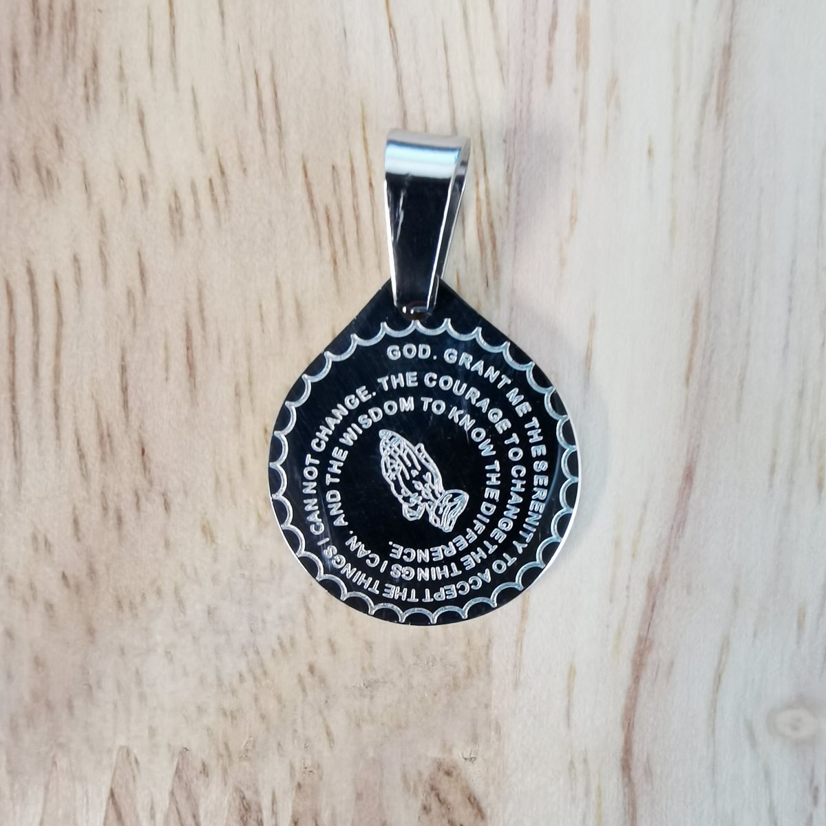 Silver "God Grant Me Serenity, Courage, Wisdom" Religious Quote Charm J-801 - DLUXCA