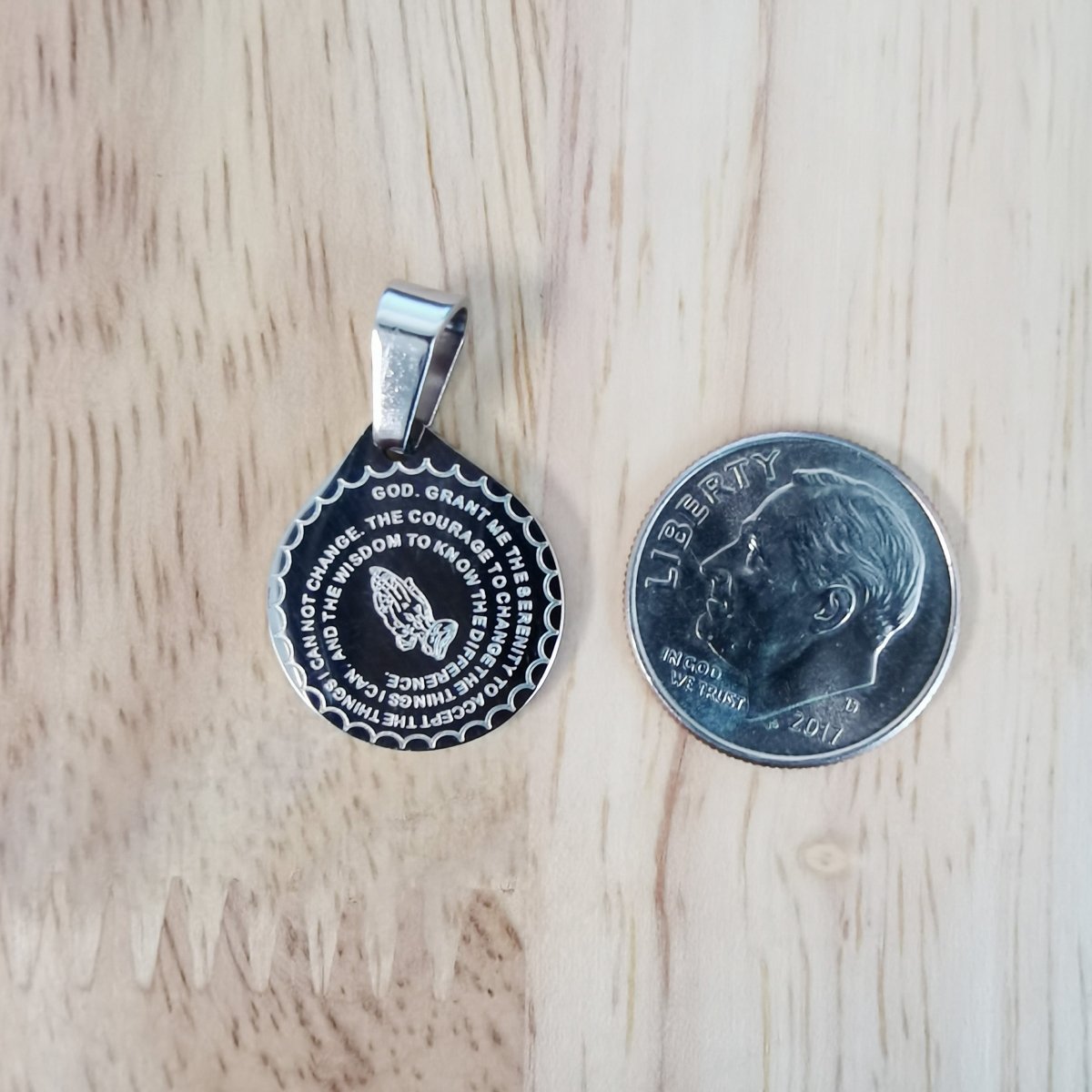 Silver "God Grant Me Serenity, Courage, Wisdom" Religious Quote Charm J-801 - DLUXCA