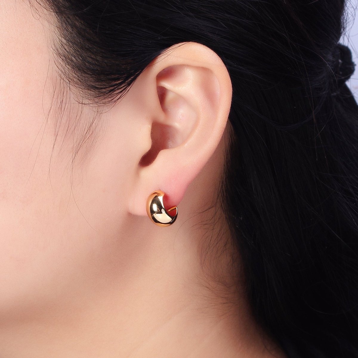 Silver, Gold 13mm Wide Chubby C-Shaped Hoop Earrings | AB464 AB466