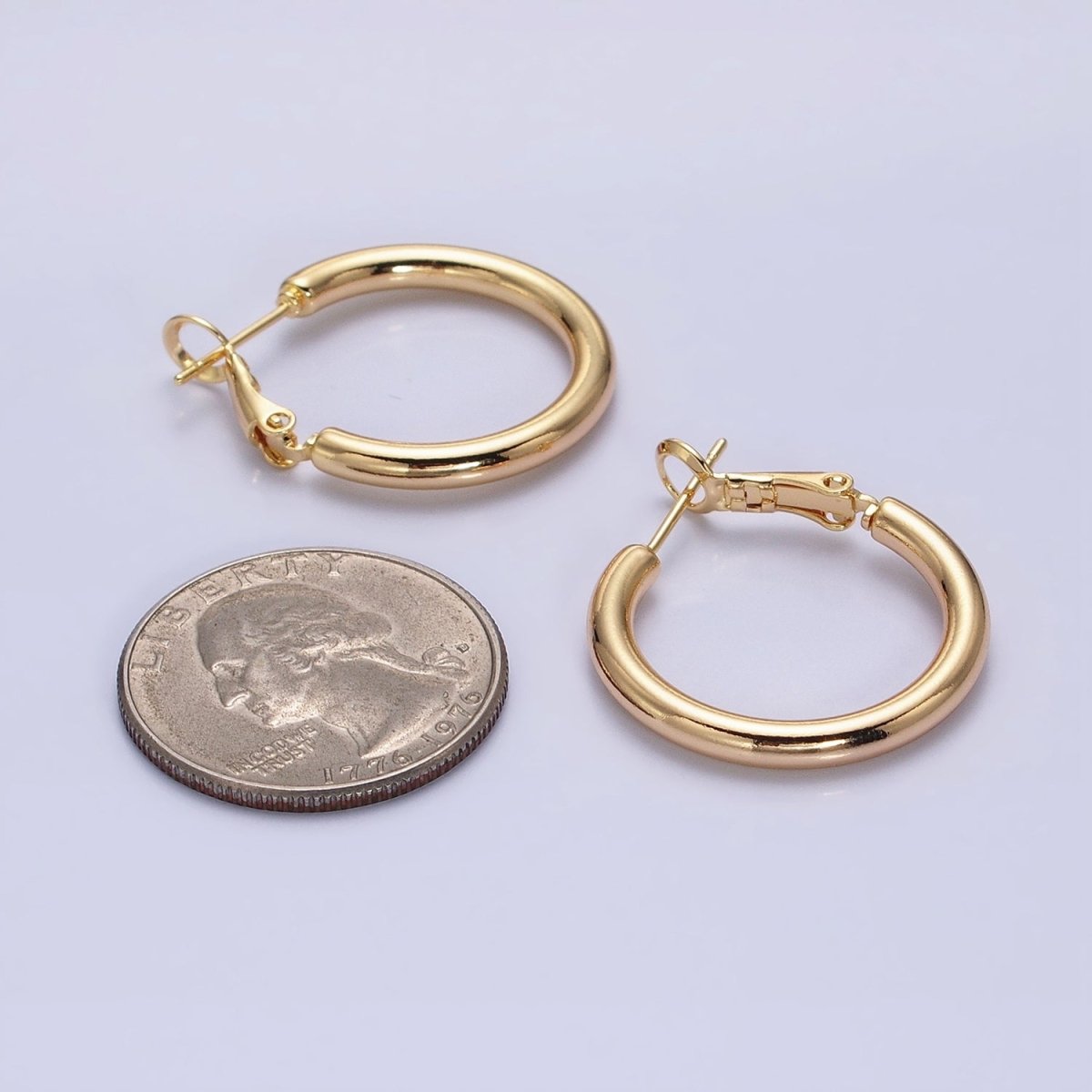 Silver, Gold 20mm, 25mm Chubby Tube Hinge Hoop Earrings | AB592 AB1552, AB1095 AB1097