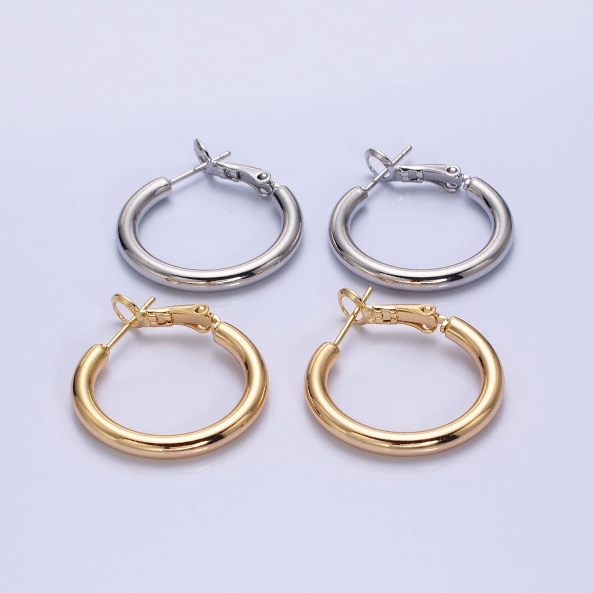 Silver, Gold 20mm, 25mm Chubby Tube Hinge Hoop Earrings | AB592 AB1552, AB1095 AB1097