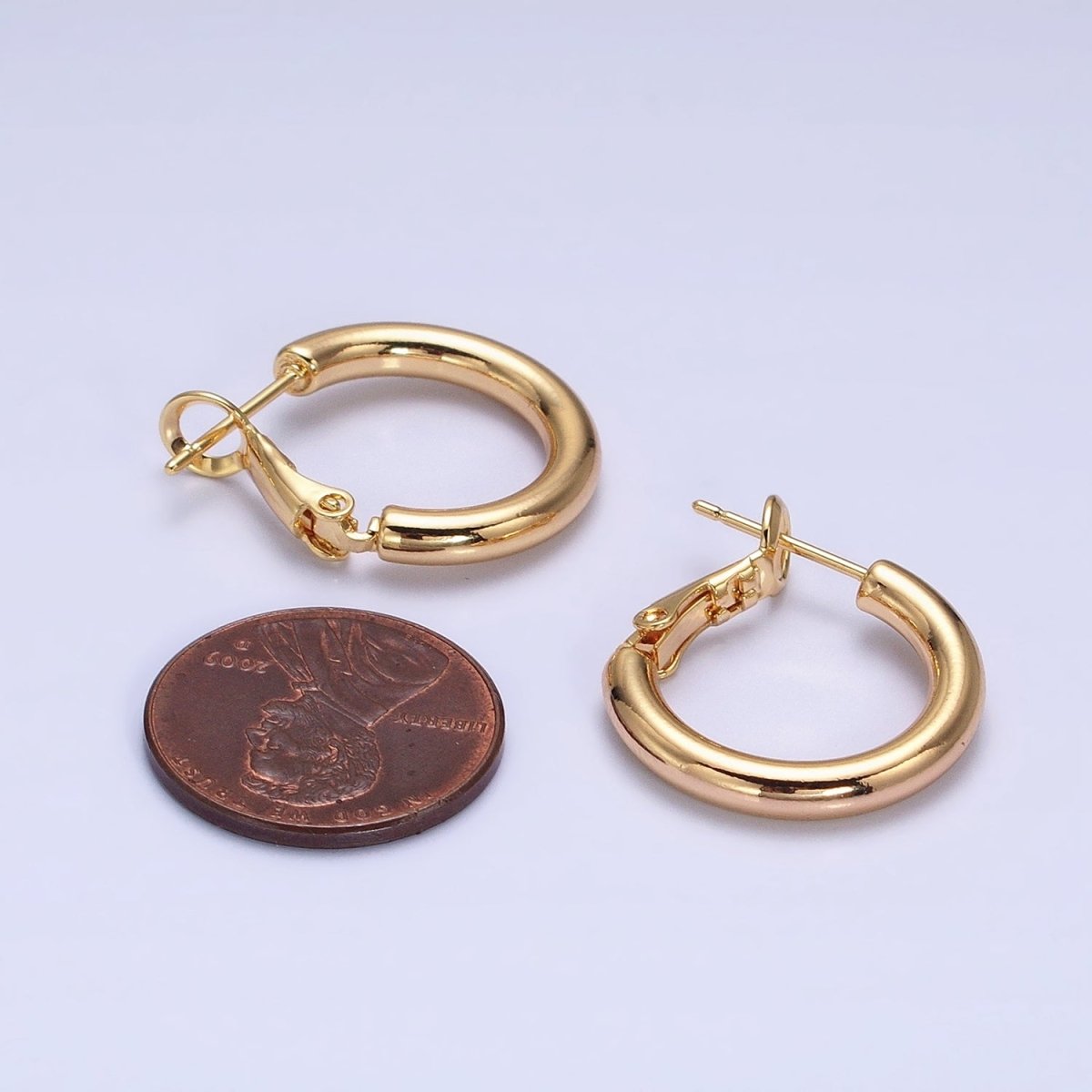 Silver, Gold 20mm, 25mm Chubby Tube Hinge Hoop Earrings | AB592 AB1552, AB1095 AB1097