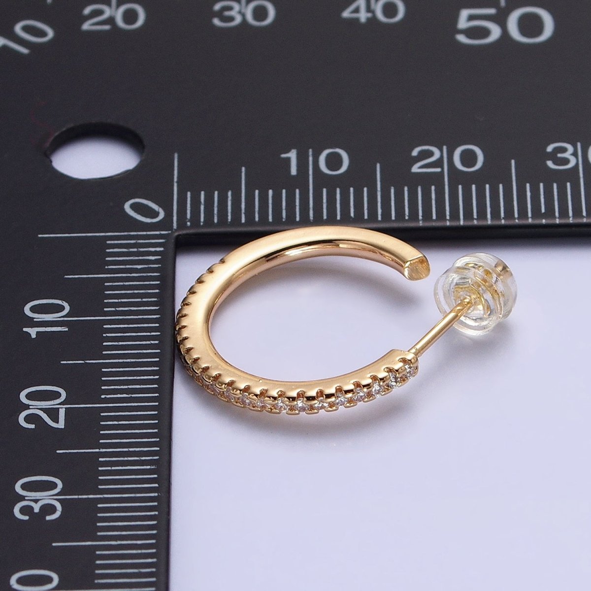 Silver, Gold 20mm Clear Micro Paved CZ Circular Round Stud Earrings | AB811 AB831