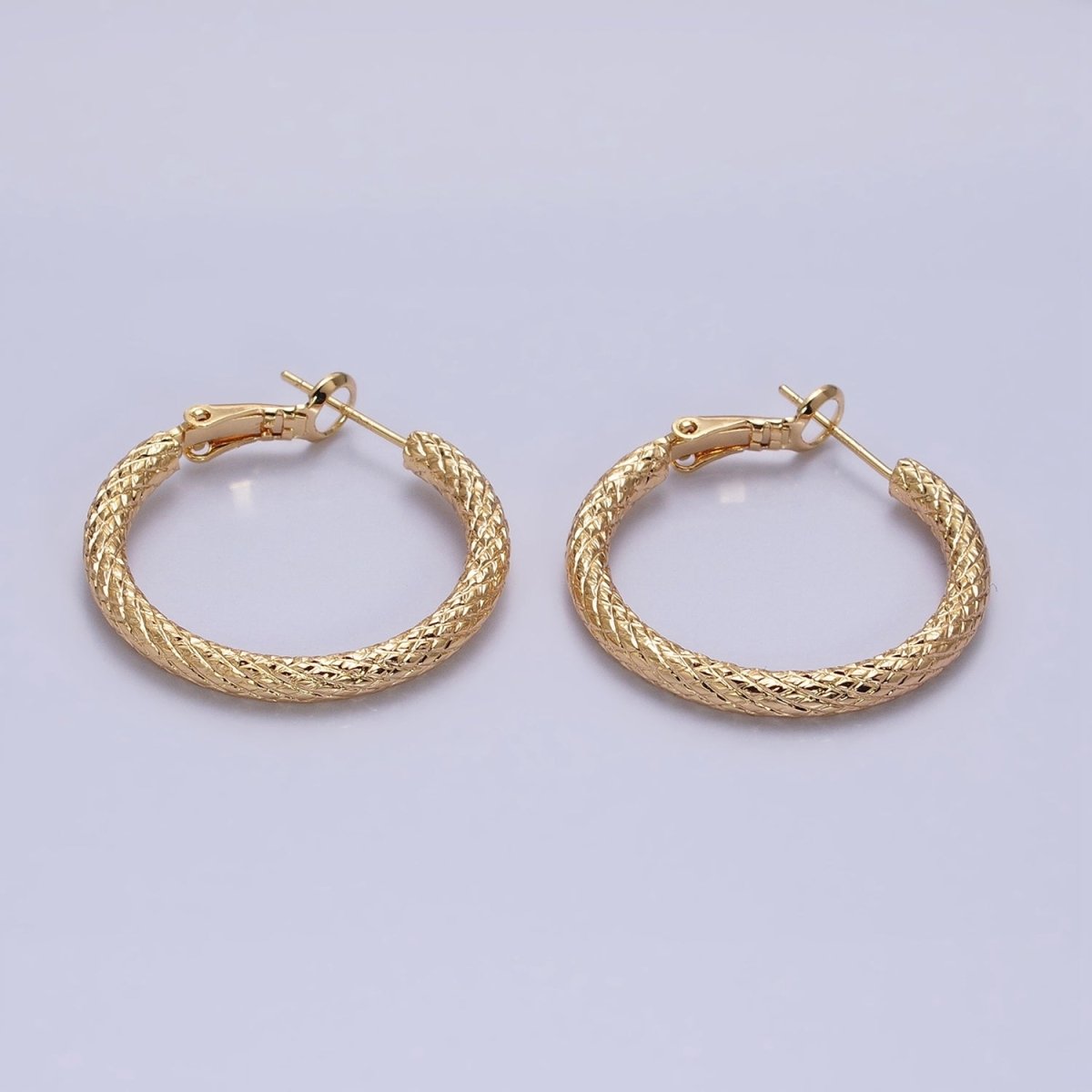 Silver, Gold 30mm Rhombus Textured Hinge Hoop Earrings | AB1094 AD792