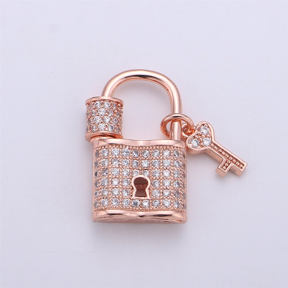 Silver Gold Black Small Padlock CZ Cubic Zirconia Charm - 24k gold Filled Screw Micro Pave Charm Pendant Wholesale Clasp Charms, K-386
