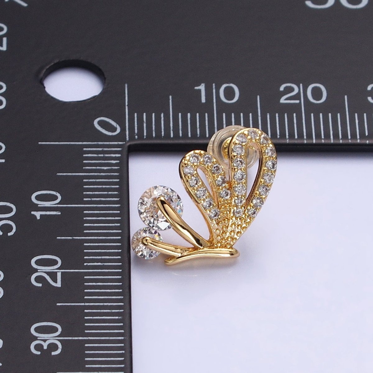 Silver, Gold Butterfly Mariposa Outline Micro Paved CZ Stud Earrings | AB816 AB833