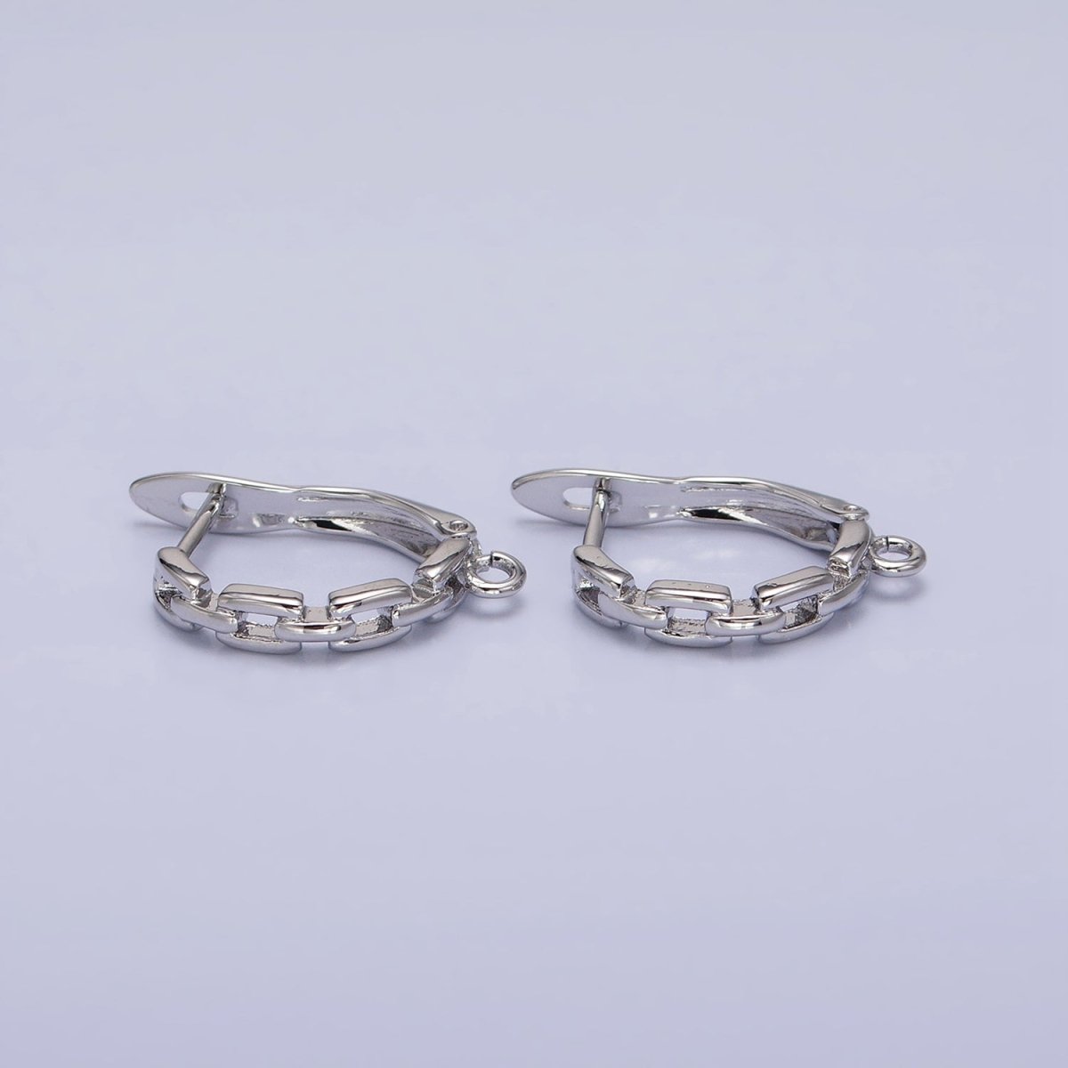 Silver, Gold Cable Link Open Loop English Lock Earrings Supply | Z-208 Z-381