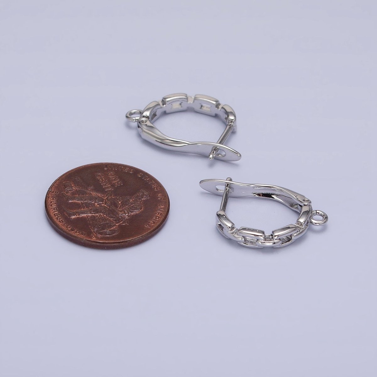 Silver, Gold Cable Link Open Loop English Lock Earrings Supply | Z-208 Z-381