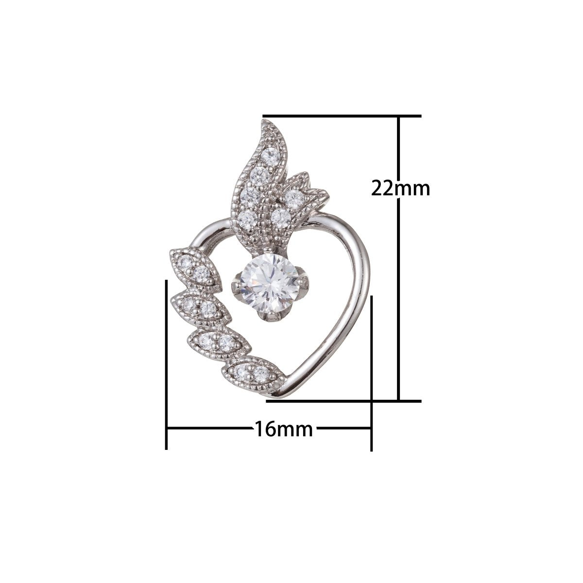 Silver Gold Filled Crystal Heart Pendants I-478 - DLUXCA
