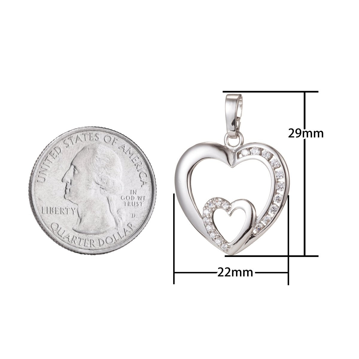 Silver Gold Filled Double Heart Pendants I-476 - DLUXCA