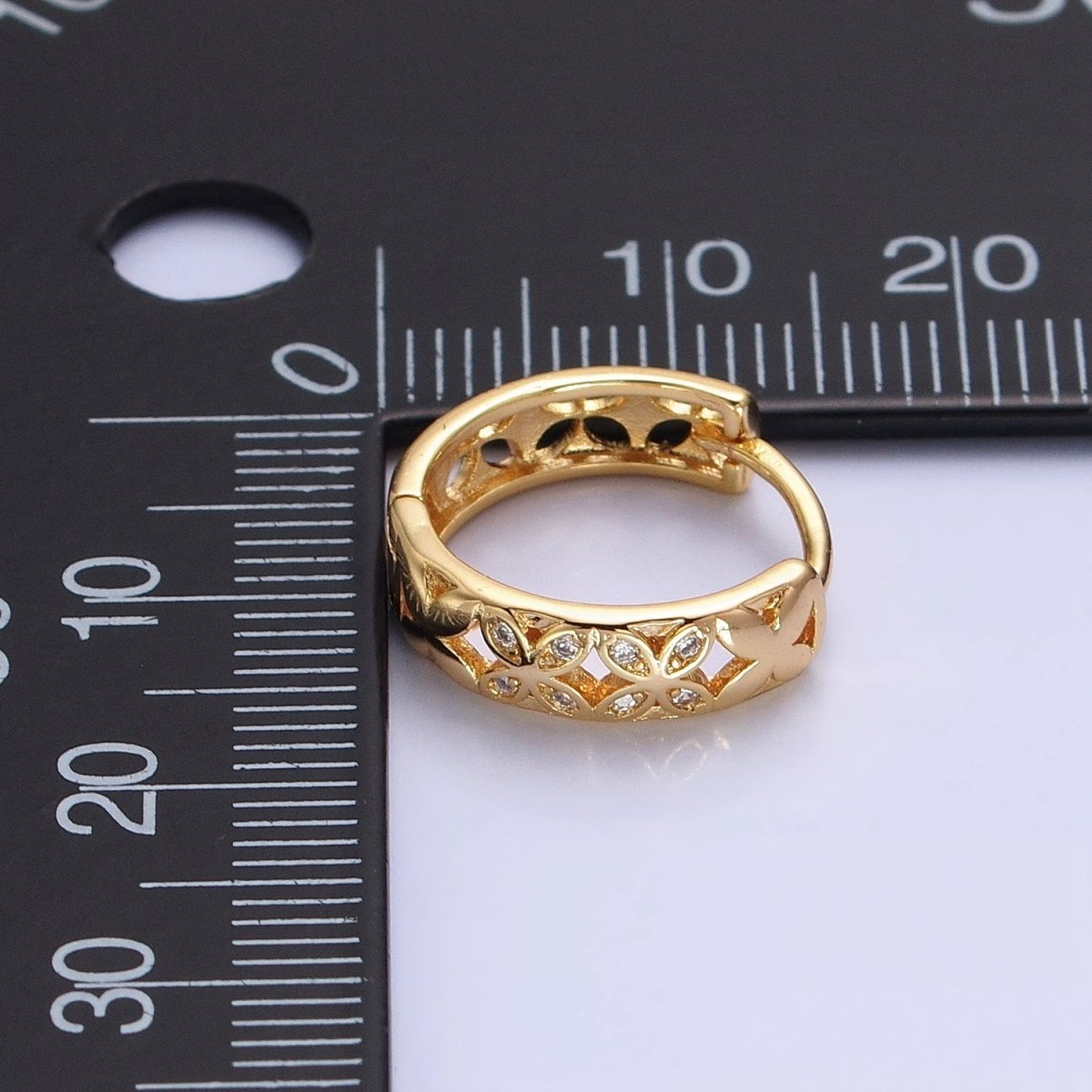 Silver, Gold Flower Butterfly CZ 15.5mm Huggie Hoop Earrings | AB819 AB915