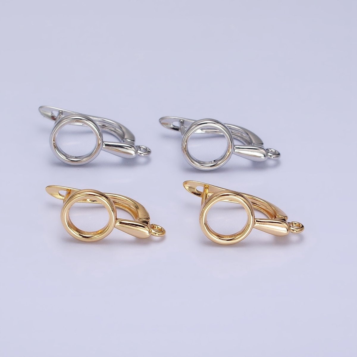 Silver, Gold Geometric Round Drip Open Loop English Lock Earring Supply | Z-203 Z-215