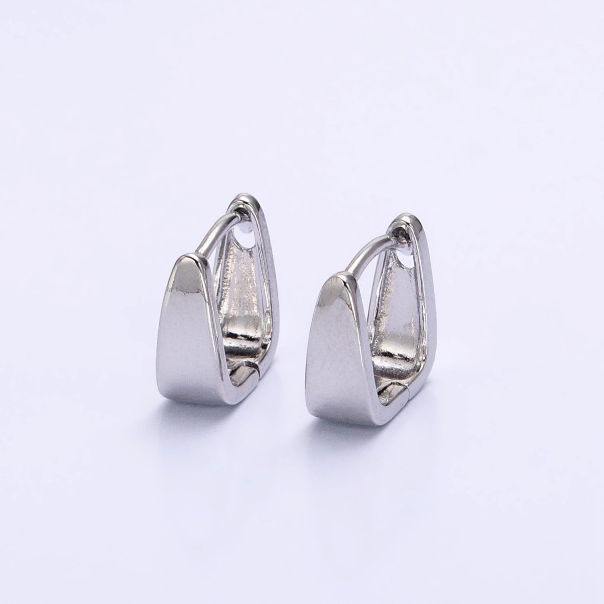 Silver, Gold Geometric Square Triangle 10mm Cartilage Huggie Earrings | AB965 AB966