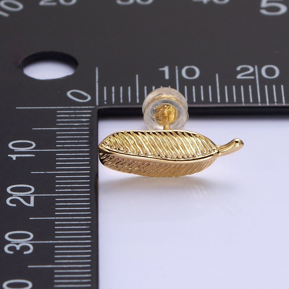 Silver, Gold Line-Textured Natural Plant Leaf Stud Earrings | AB813 AB835