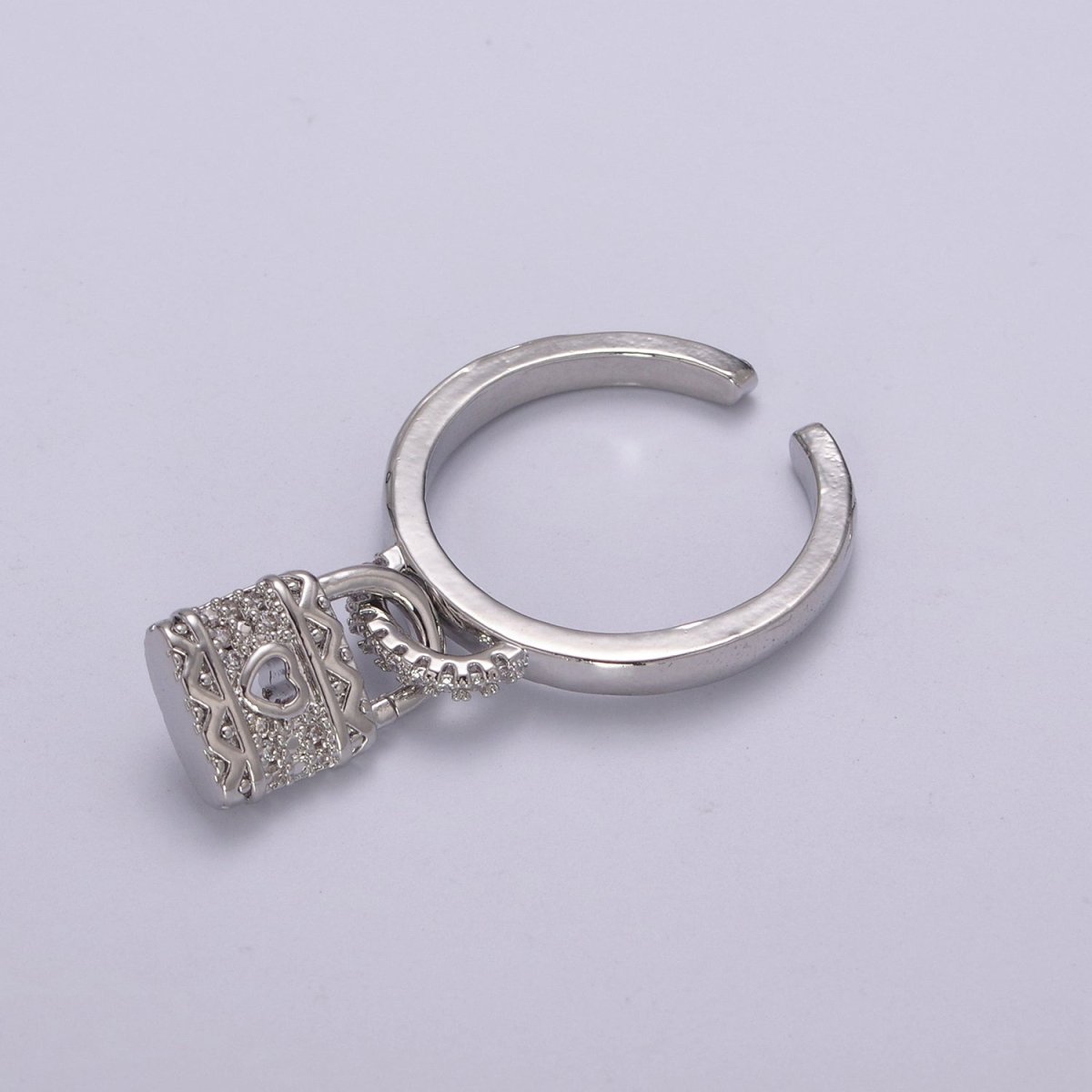 Silver /  Gold Love Lock Ring Cuff Open Ring Adjustable Women Padlock Jewelry U-213 U-214