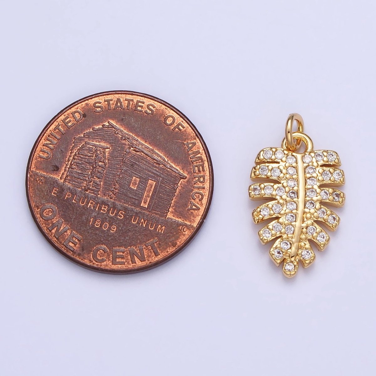 Silver, Gold Micro Paved CZ Nature Beach Monstera Palm Leaf Charm | AC950 X-217