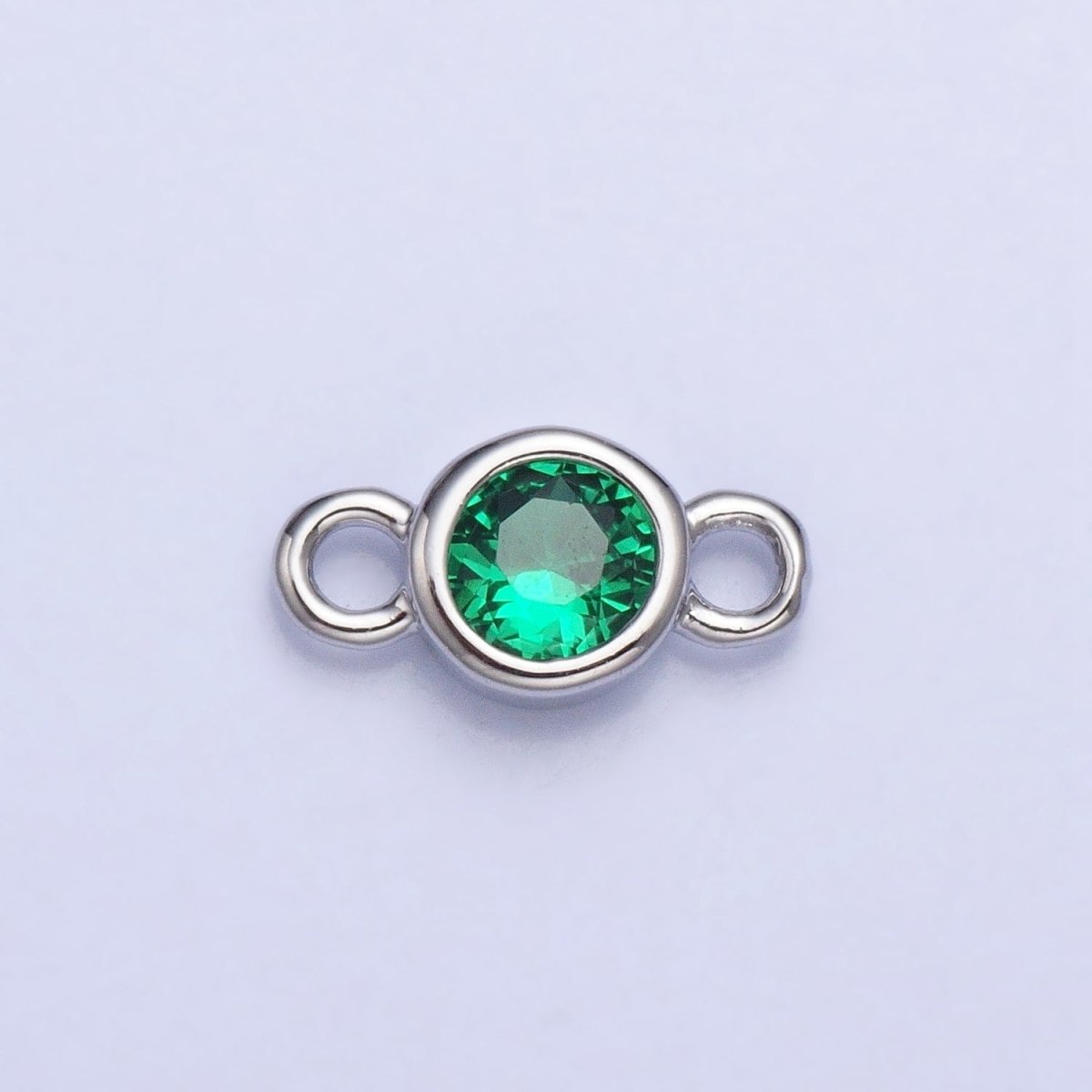 Silver, Gold Mini Round Purple, Pink, Peridot, Green, Red, Yellow, Topaz CZ Connector | Y-857~Y-863