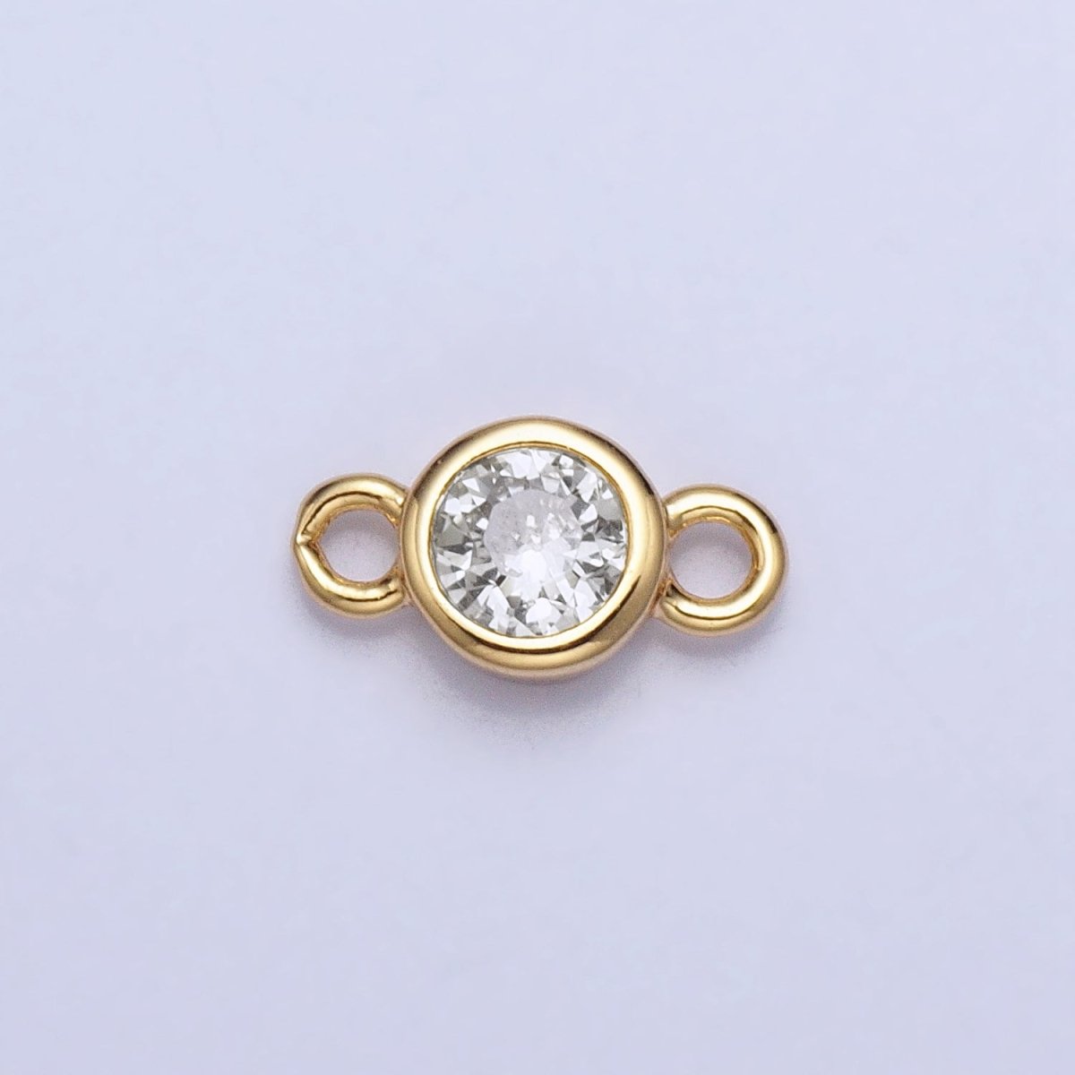Silver, Gold Mini Round Purple, Pink, Peridot, Green, Red, Yellow, Topaz CZ Connector | Y-857~Y-863