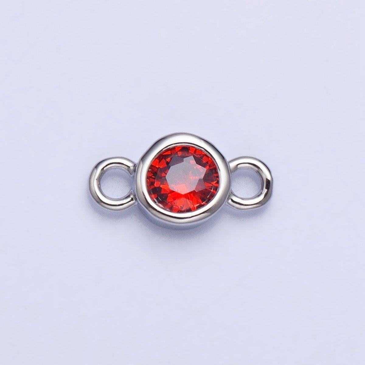 Silver, Gold Mini Round Purple, Pink, Peridot, Green, Red, Yellow, Topaz CZ Connector | Y-857~Y-863