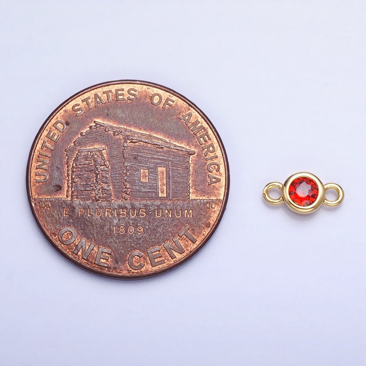 Silver, Gold Mini Round Purple, Pink, Peridot, Green, Red, Yellow, Topaz CZ Connector | Y-857~Y-863