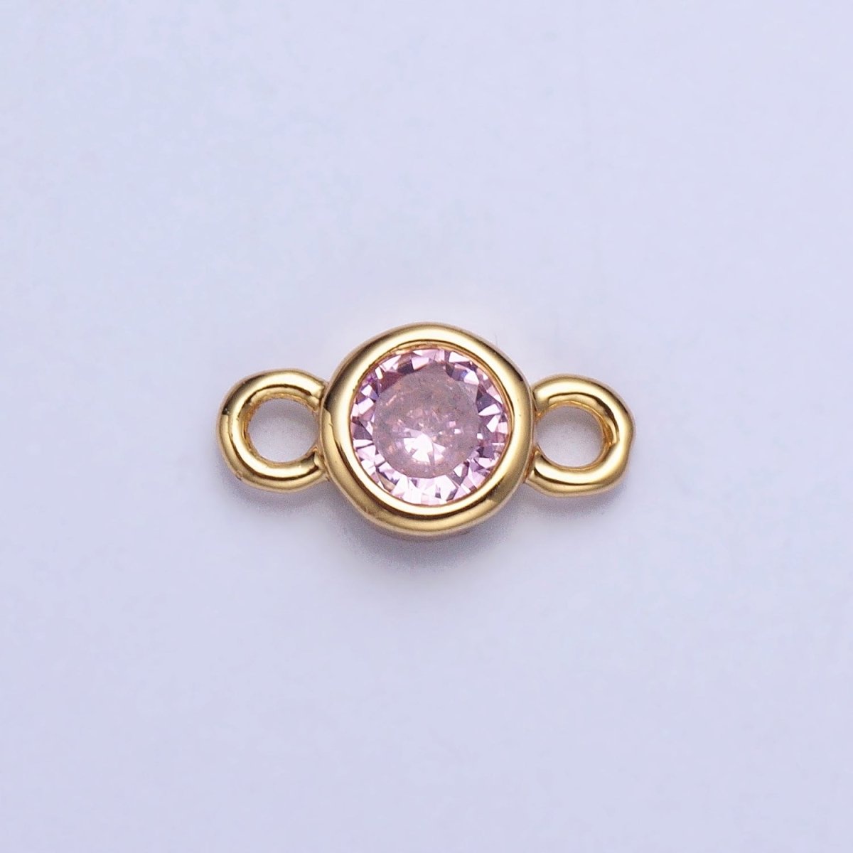 Silver, Gold Mini Round Purple, Pink, Peridot, Green, Red, Yellow, Topaz CZ Connector | Y-857~Y-863