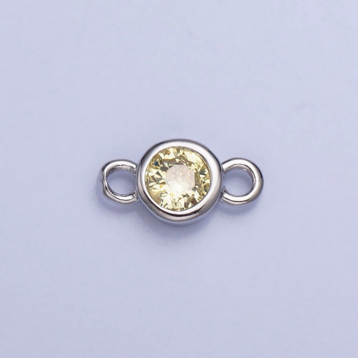 Silver, Gold Mini Round Purple, Pink, Peridot, Green, Red, Yellow, Topaz CZ Connector | Y-857~Y-863