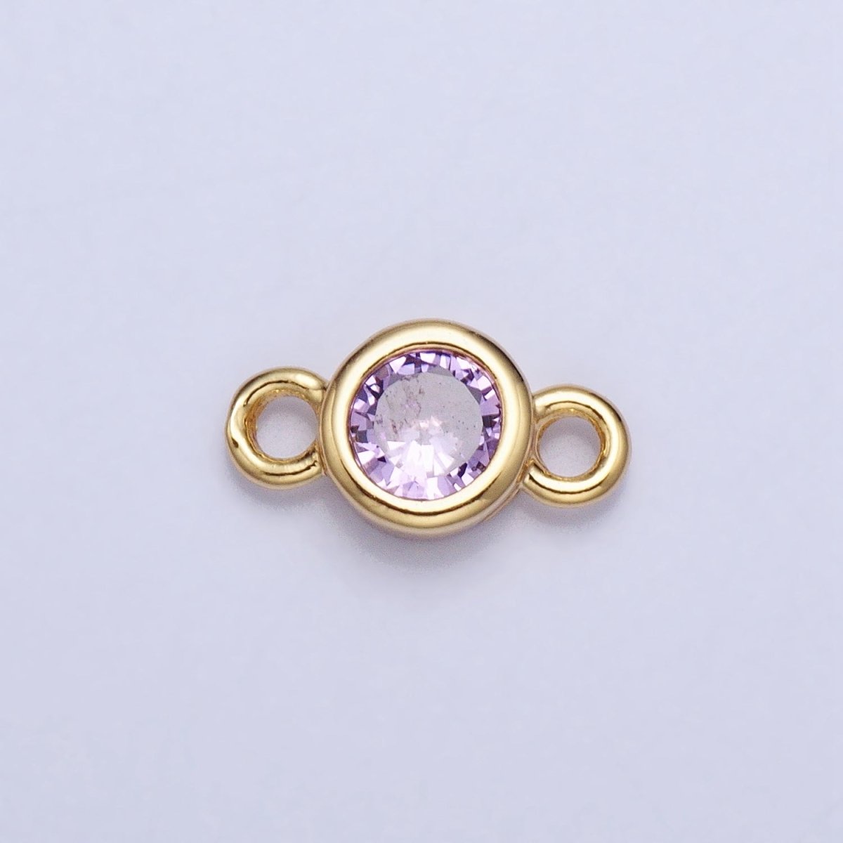 Silver, Gold Mini Round Purple, Pink, Peridot, Green, Red, Yellow, Topaz CZ Connector | Y-857~Y-863