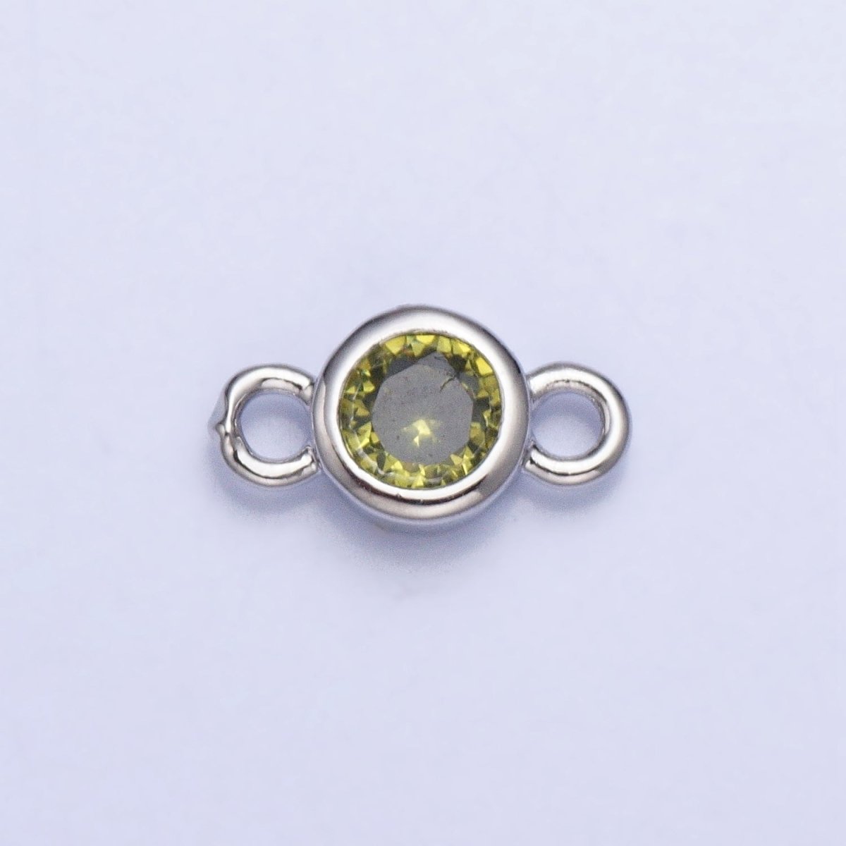 Silver, Gold Mini Round Purple, Pink, Peridot, Green, Red, Yellow, Topaz CZ Connector | Y-857~Y-863
