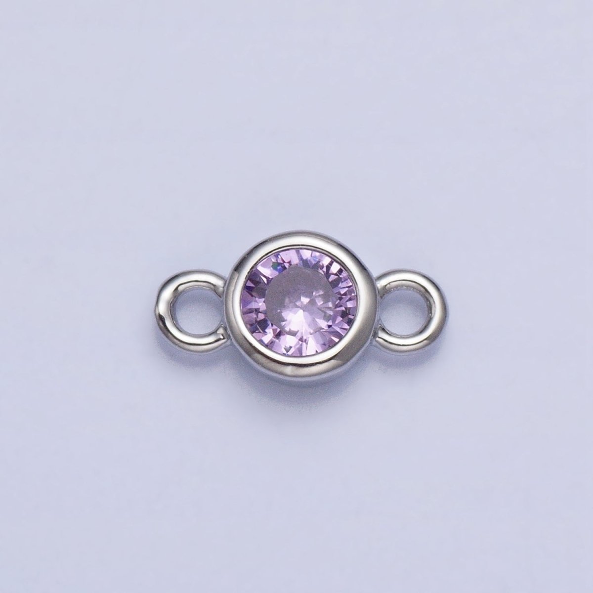 Silver, Gold Mini Round Purple, Pink, Peridot, Green, Red, Yellow, Topaz CZ Connector | Y-857~Y-863