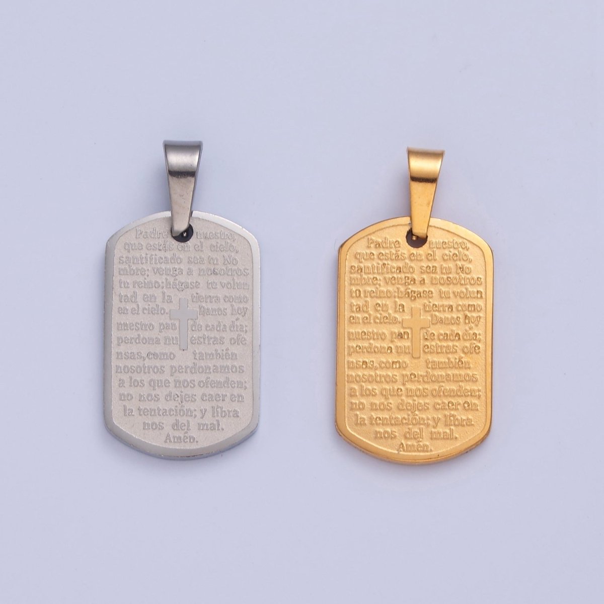 Silver / Gold Our Father Prayer Necklace Pendant Padre Nuestro Medal Spanish First Communion Gift For Girl Man I-354 I-396
