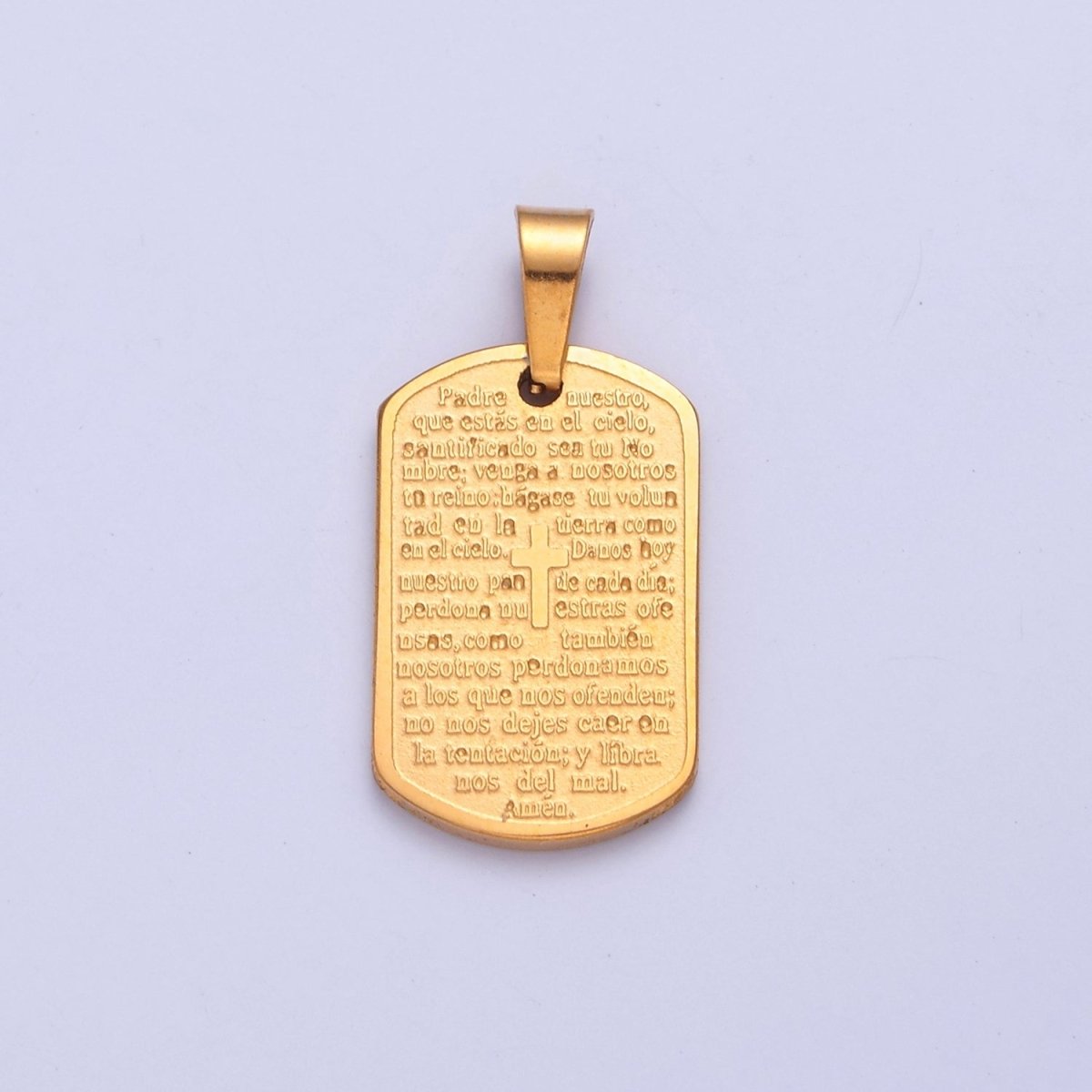 Silver / Gold Our Father Prayer Necklace Pendant Padre Nuestro Medal Spanish First Communion Gift For Girl Man I-354 I-396