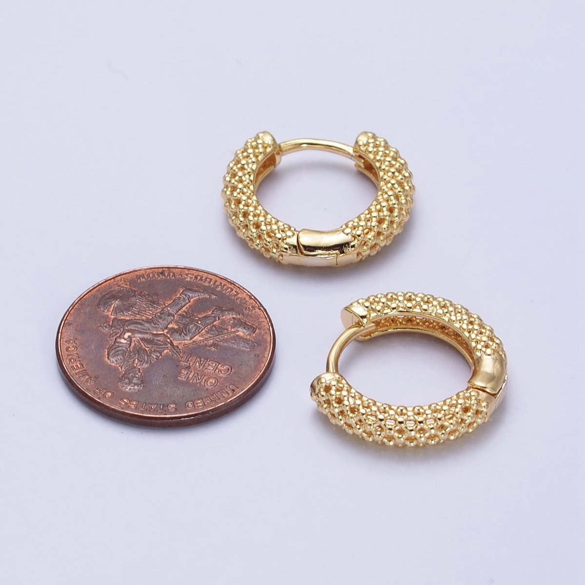 Silver, Gold Riveted Wire Rings 16mm Huggie Earrings | AB438 AB453