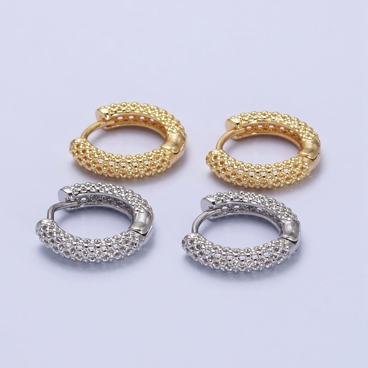 Silver, Gold Riveted Wire Rings 16mm Huggie Earrings | AB438 AB453