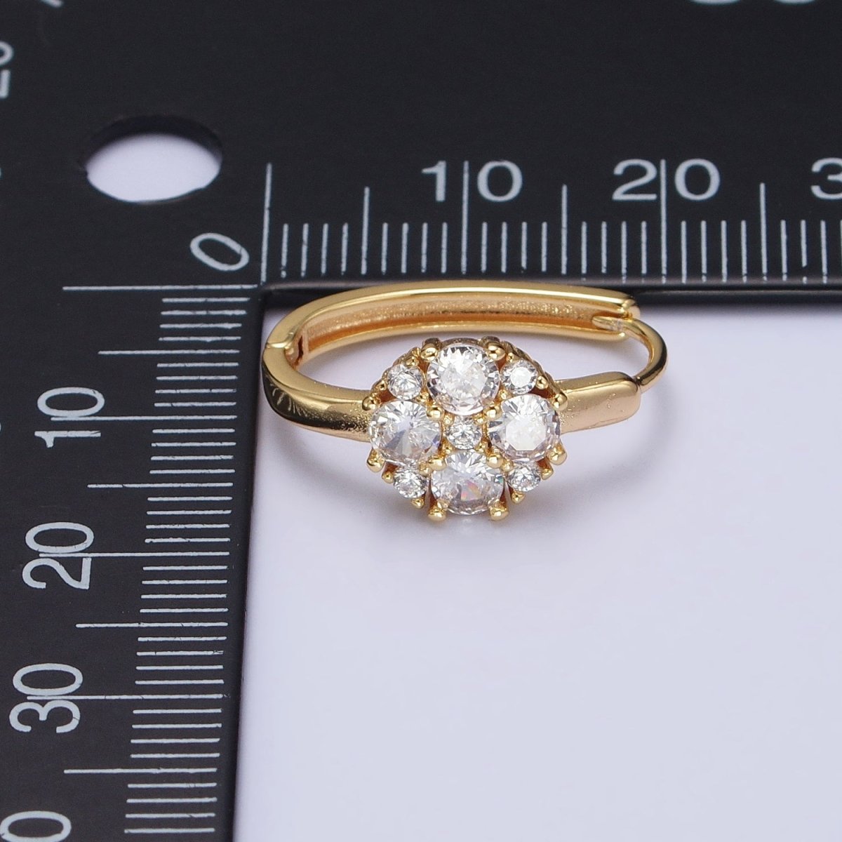 Silver, Gold Round Clear CZ 20mm U-Shaped Oblong Hoop Earrings | AB448 AB458