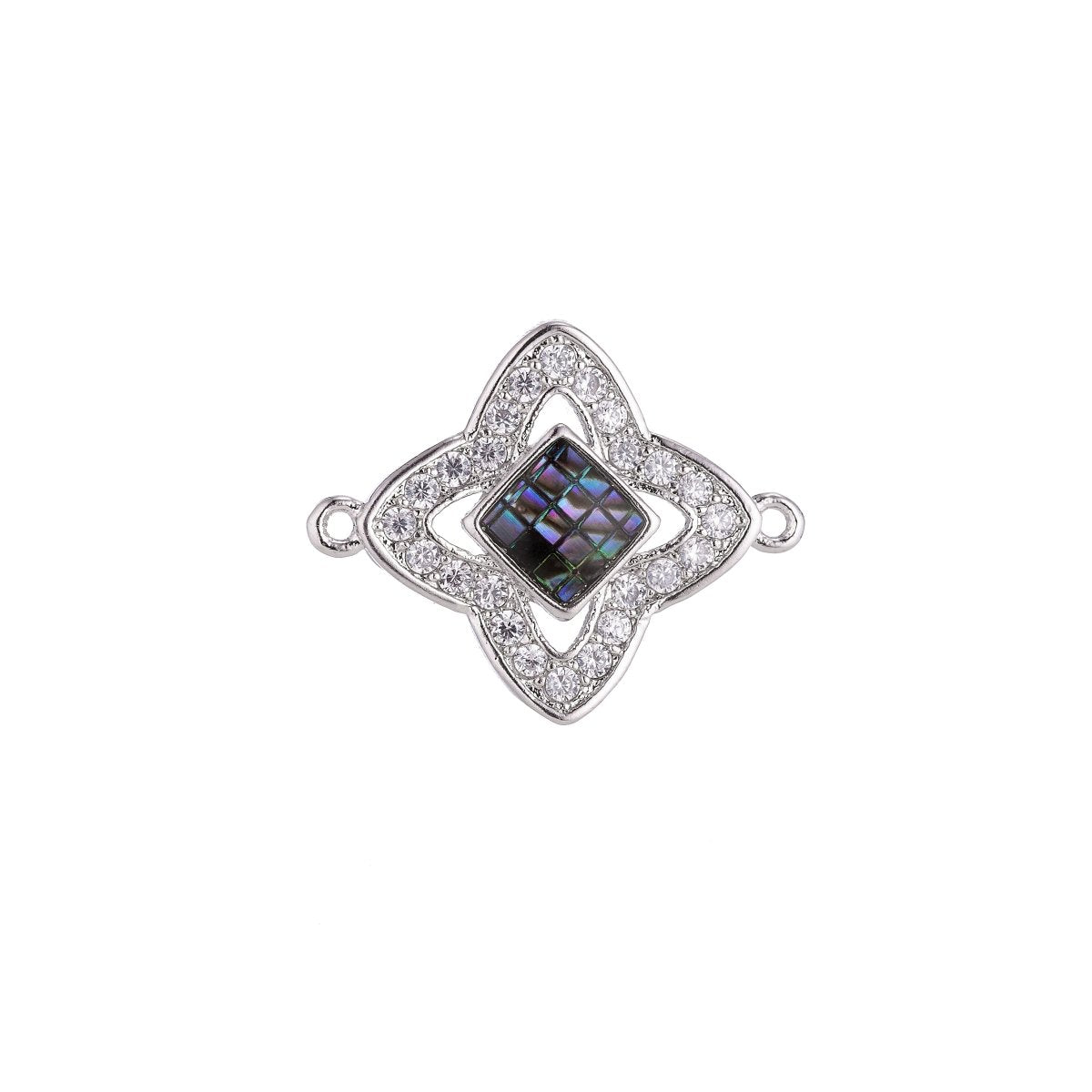 Silver, Gold Small Star Shape, Ladies Women Gift Girl Mother DIY Gift Cubic Zirconia Bracelet Charm Bead Finding Connector, F-009