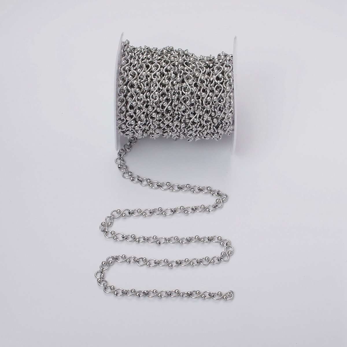 Silver Infinity Link Chain 5.3mm Unique Figure 8 Design Unfinished Chain for Jewelry Making Supply | ROLL-1197 Clearance Pricing - DLUXCA