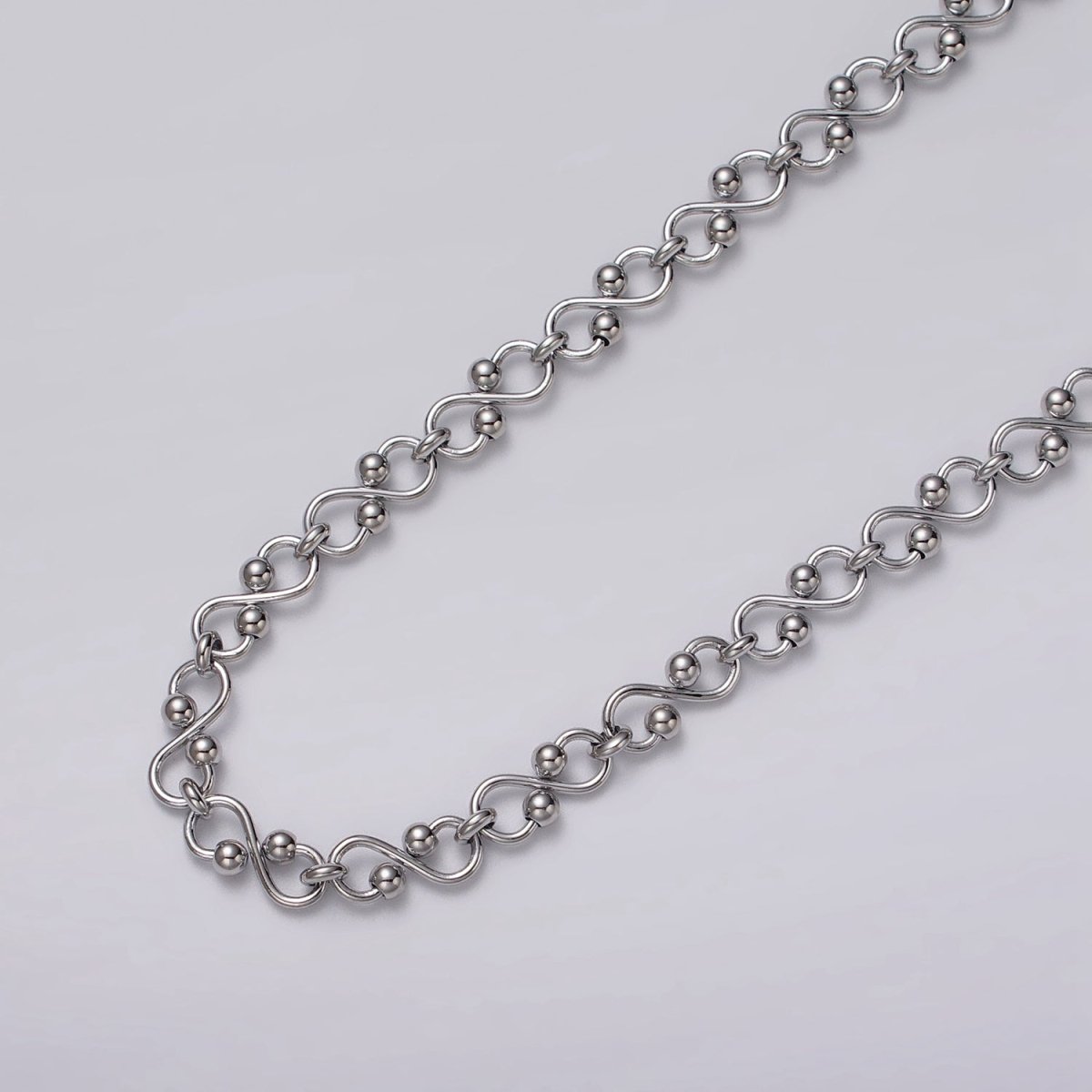 Silver Infinity Link Chain 5.3mm Unique Figure 8 Design Unfinished Chain for Jewelry Making Supply | ROLL-1197 Clearance Pricing - DLUXCA