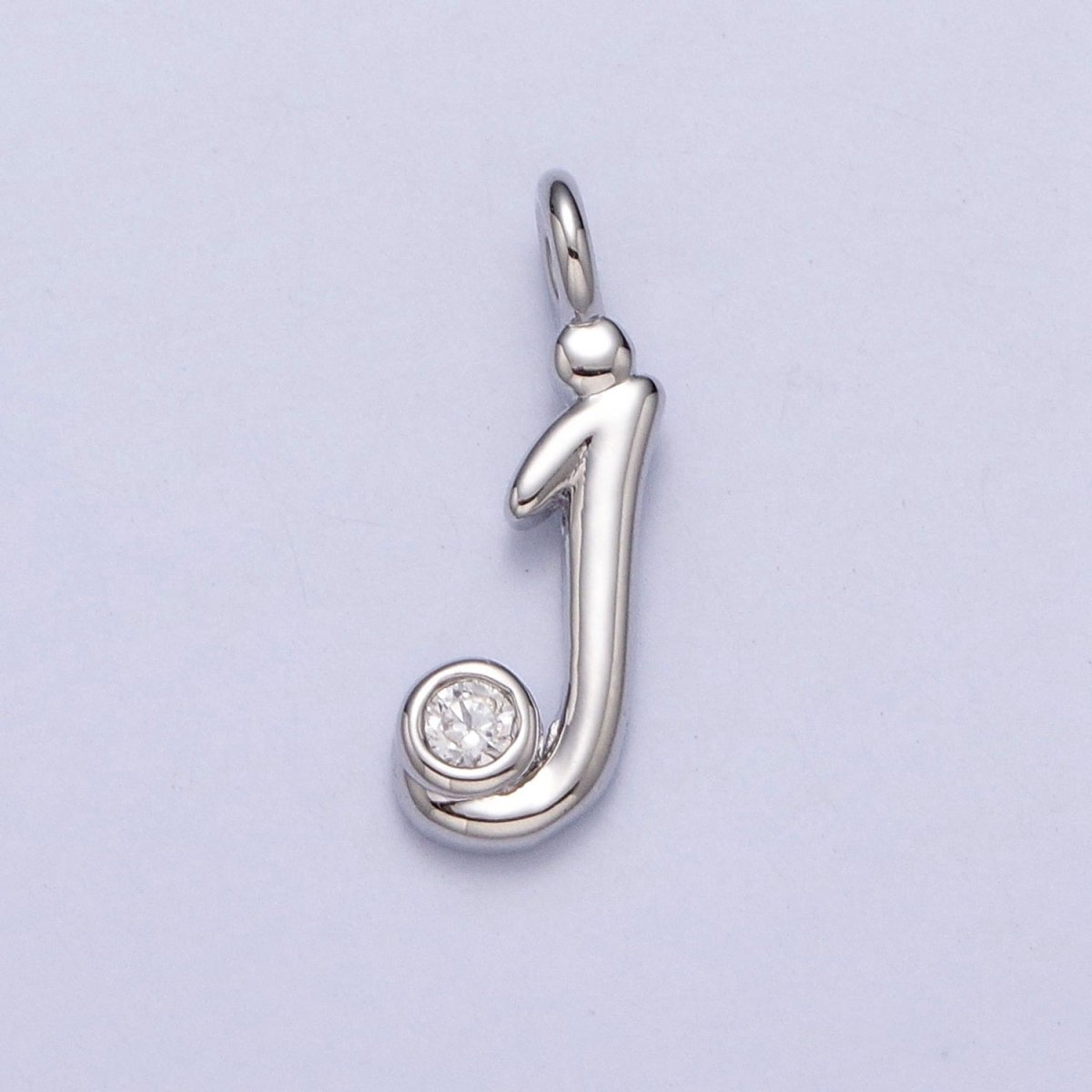 Silver Initial Alphabet Lower Case Cursive Letter Clear CZ Personalized Charm | A-533-A-545