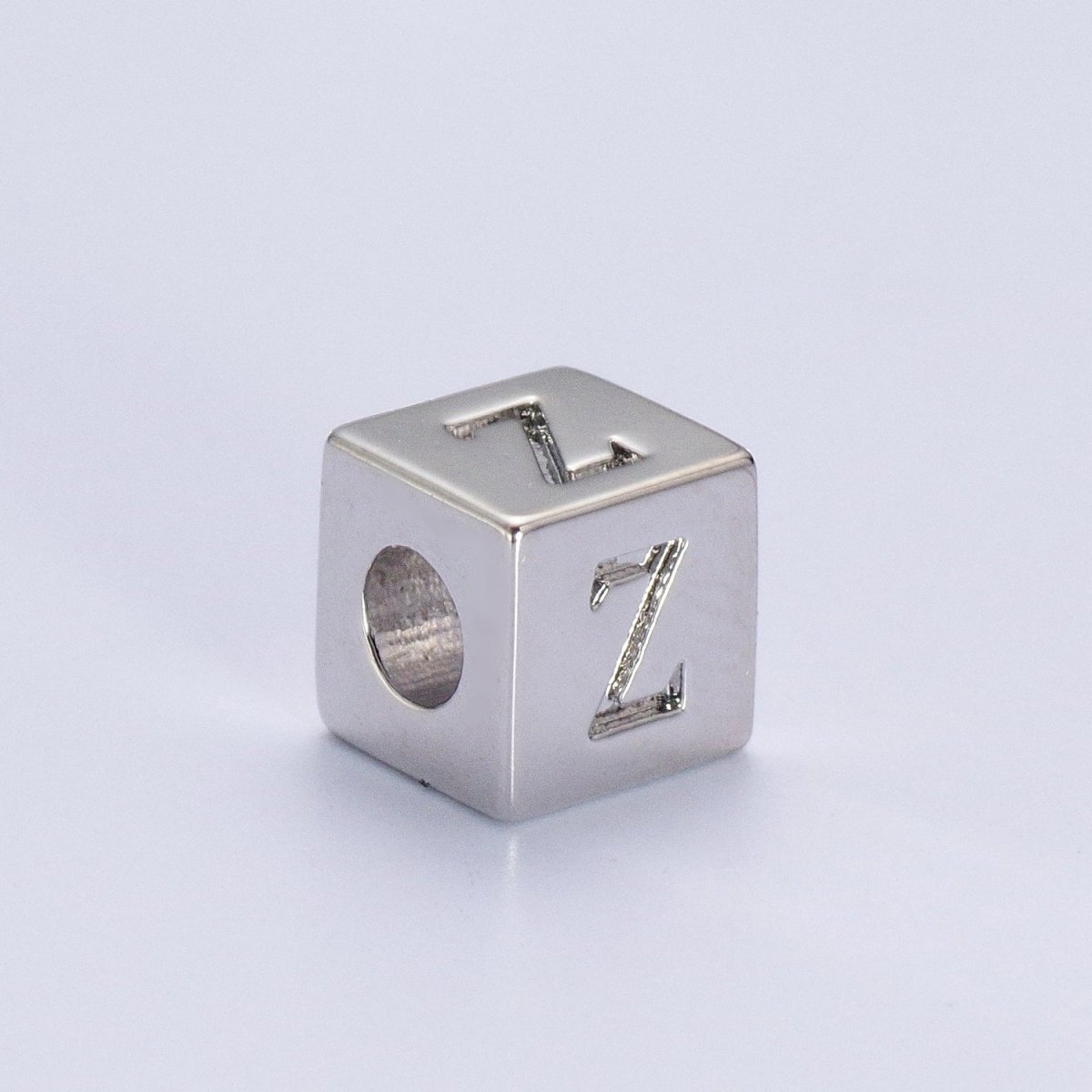Silver Initial Letter Alphabet 6.2mm Block Beads Charm Connector For Jewelry Making Component Supply | A-A1158-A-A1170